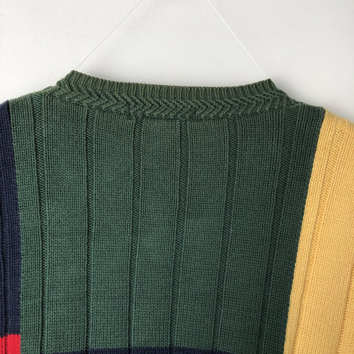 Vintage 90'S Nautica Crazy Pattern Cable Knit Cotton Sweater, Men's Size Medium cotton yellow type Vintage Second Hand