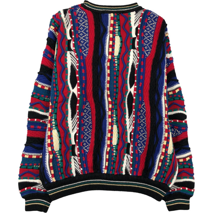 Vintage 90'S COTTON TRADERS all-over print 3D knit sweater, size M, men's cotton black type Vintage Second Hand