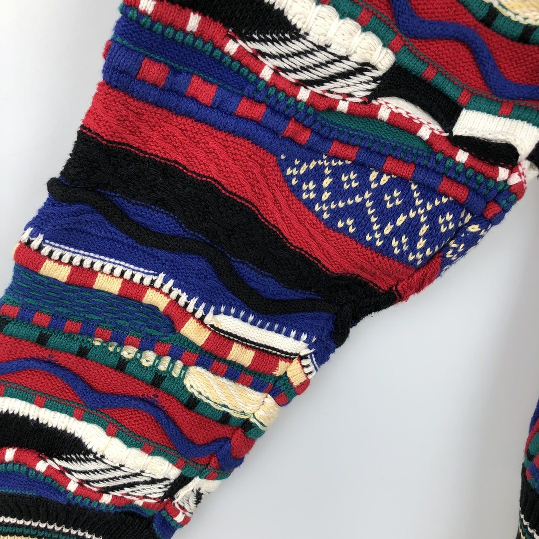 Vintage 90'S COTTON TRADERS all-over print 3D knit sweater, size M, men's cotton black type Vintage Second Hand