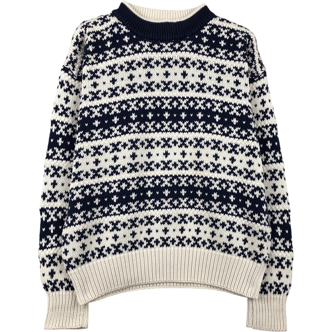 Vintage 80s-90'S Eddie Bauer all-over print cotton knit sweater, size L, men's cotton white type Vintage Second Hand