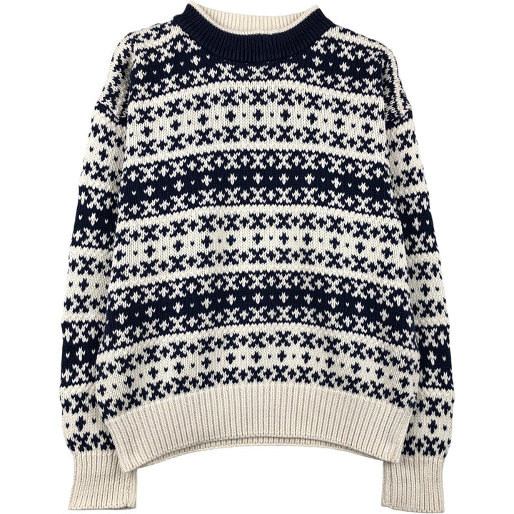 Vintage 80s-90'S Eddie Bauer all-over print cotton knit sweater, size L, men's cotton white type Vintage Second Hand