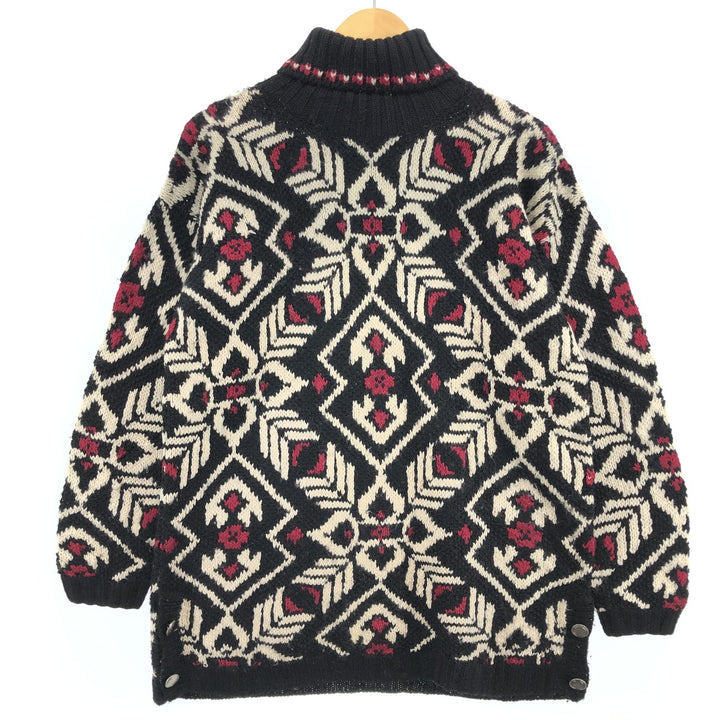 JONES NEW YORK HAND KNIT Hand-knitted all-over print turtleneck Nordic sweater Women's XL /eaa399202