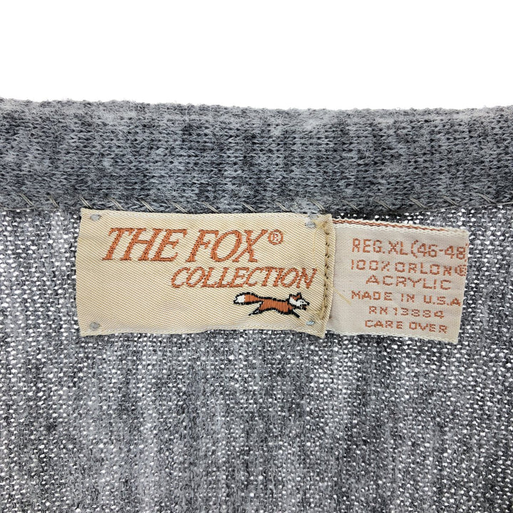 70s~80'S THE FOX COLLECTION Acrylic Knit Cardigan Made in USA Men's XL Vintage /eaa399220