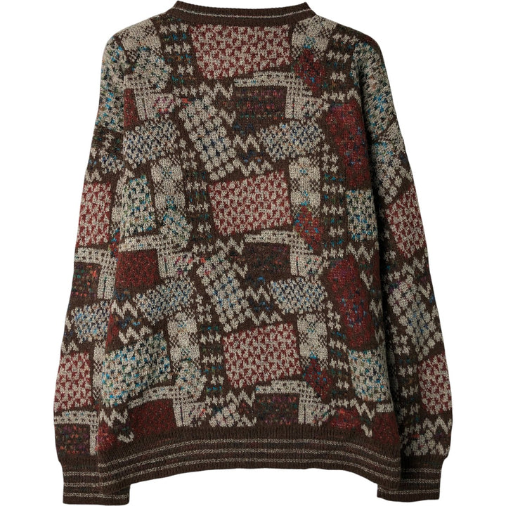 COTTON TRADERS All-Over Print Acrylic Knit Sweater, Men's Size XL acrylic brown type Vintage Second Hand