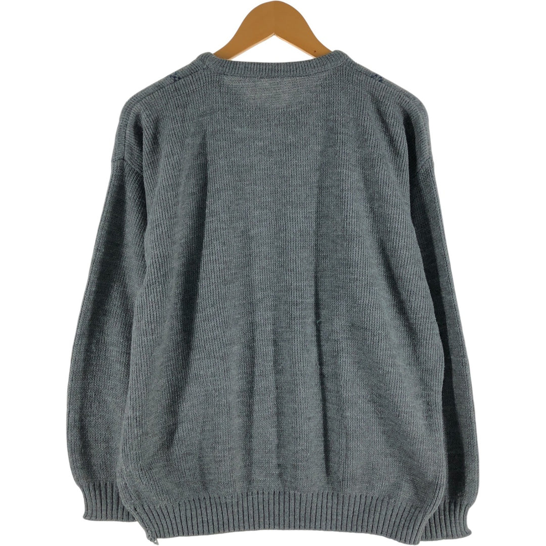PREMIER MAN Argyle Pattern Acrylic Knit Sweater, Men's M size acrylic gray type Vintage Second Hand