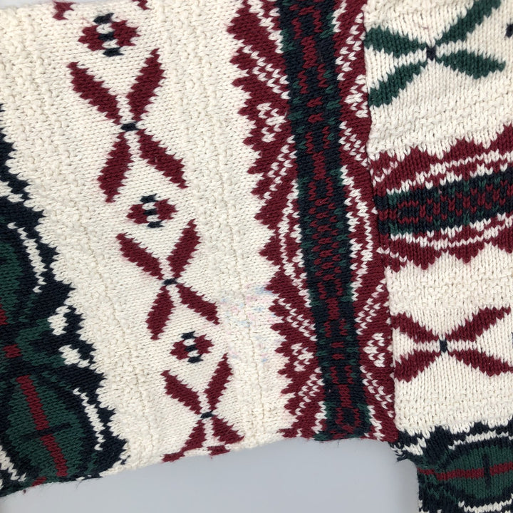 Vintage 1980'S Peconic Bay Traders all-over print cotton knit sweater, made in the USA, size L, men's cotton unbleached Vintage Second Hand