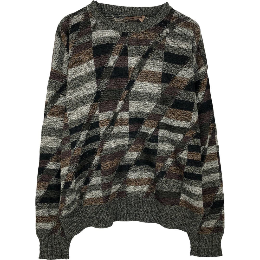 Vintage Jantzen all-over print knit sweater, made in the USA, size L, men's unclear gray type Vintage Second Hand