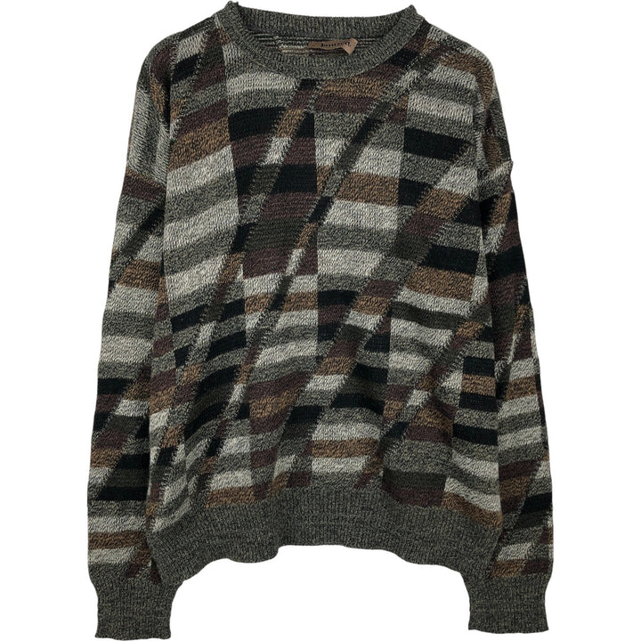 Vintage Jantzen all-over print knit sweater, made in the USA, size L, men's unclear gray type Vintage Second Hand