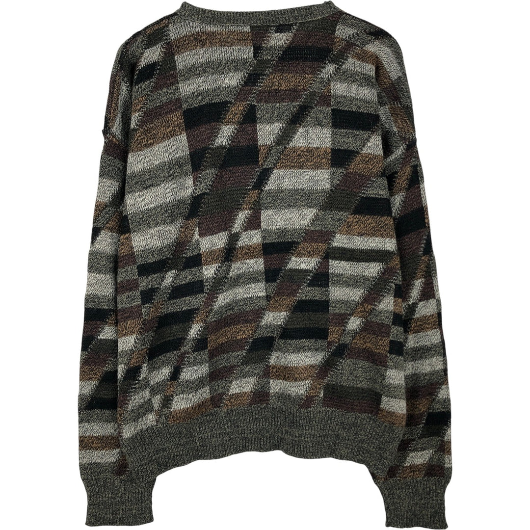 Vintage Jantzen all-over print knit sweater, made in the USA, size L, men's unclear gray type Vintage Second Hand
