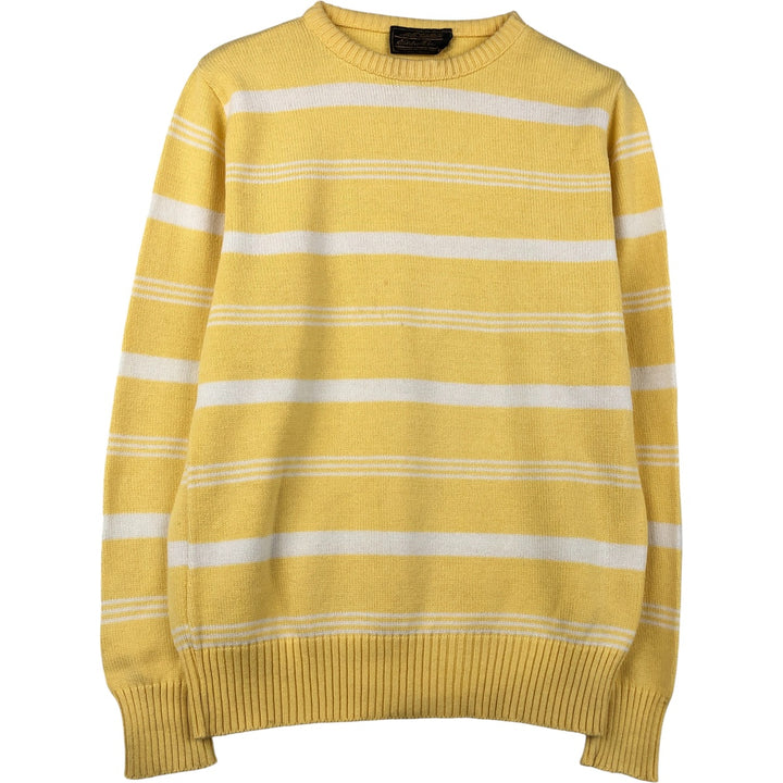 Vintage 1970s-1980'S Eddie Bauer black tag striped cotton knit sweater, men's size L cotton yellow type Vintage Second Hand