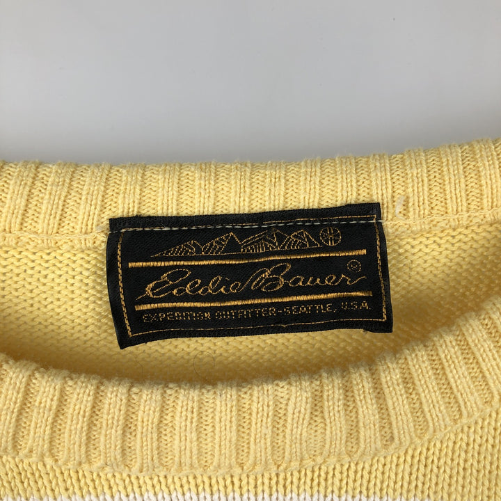 Vintage 1970s-1980'S Eddie Bauer black tag striped cotton knit sweater, men's size L cotton yellow type Vintage Second Hand