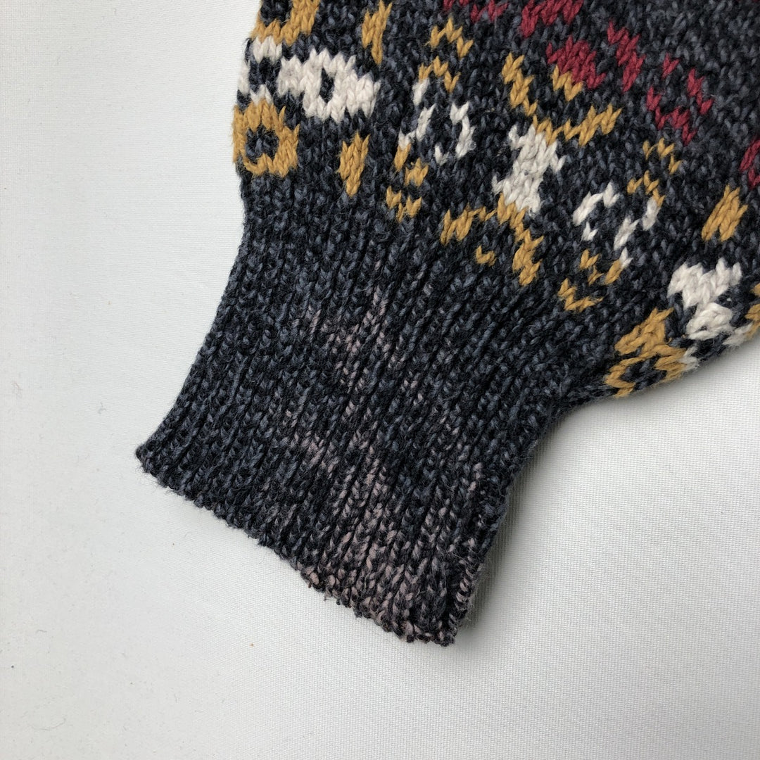 OSHKOSH All-Over Print Cotton Knit Sweater, Made in USA, Men's Size L cotton Charcoal Vintage Second Hand