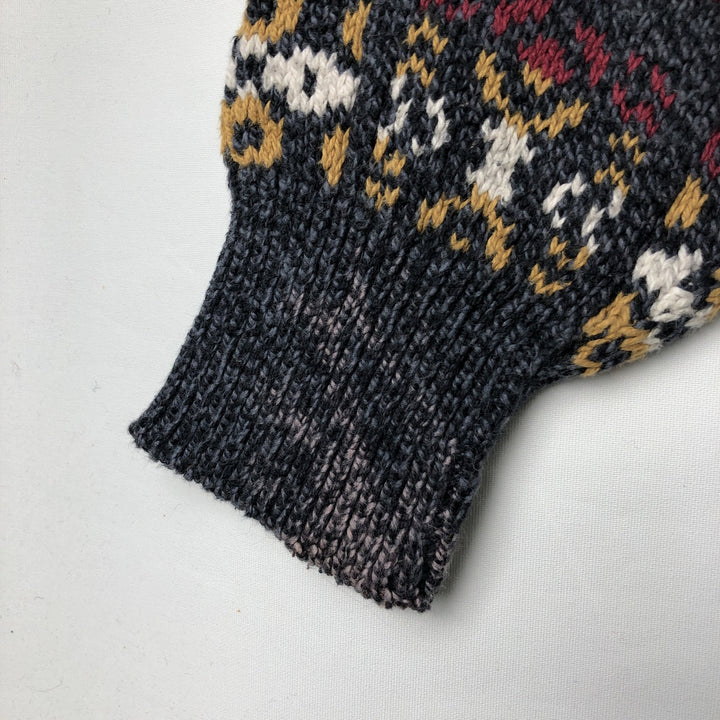 OSHKOSH All-Over Print Cotton Knit Sweater, Made in USA, Men's Size L cotton Charcoal Vintage Second Hand