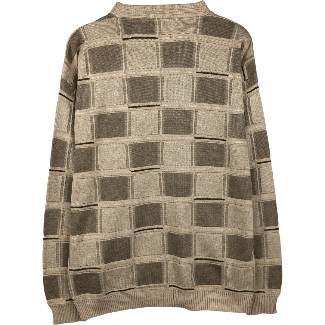 Protege All-Over Print Acrylic Knit Sweater, Made in USA, Men's Size L acrylic Beige type Vintage Second Hand