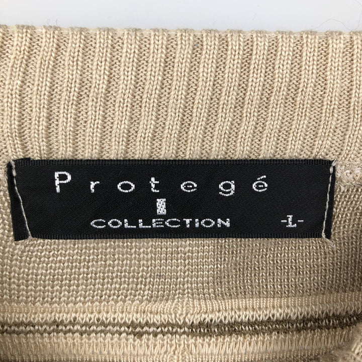 Protege All-Over Print Acrylic Knit Sweater, Made in USA, Men's Size L acrylic Beige type Vintage Second Hand
