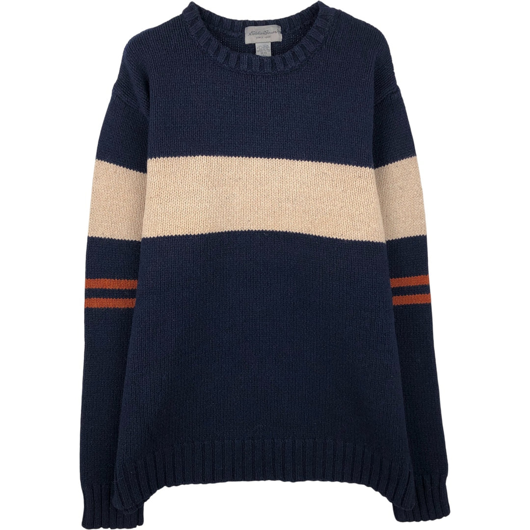Eddie Bauer Cotton Knit Sweater, Men's XL cotton navy blue type Vintage Second Hand