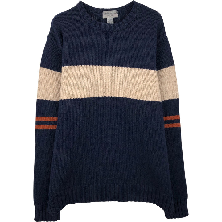 Eddie Bauer Cotton Knit Sweater, Men's XL cotton navy blue type Vintage Second Hand