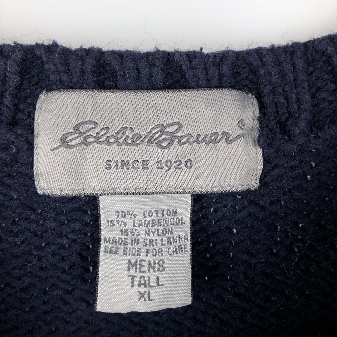 Eddie Bauer Cotton Knit Sweater, Men's XL cotton navy blue type Vintage Second Hand