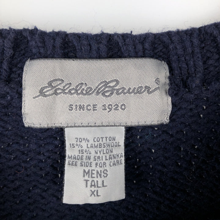 Eddie Bauer Cotton Knit Sweater, Men's XL cotton navy blue type Vintage Second Hand