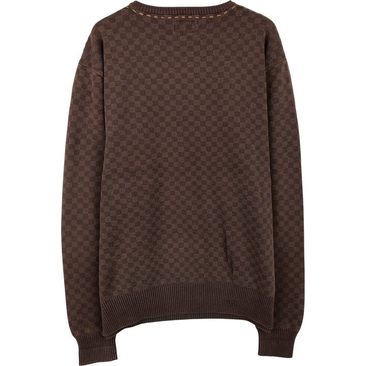 Vintage Vans Check Pattern Cotton Knit Sweater, Men's Size XL cotton brown type Vintage Second Hand