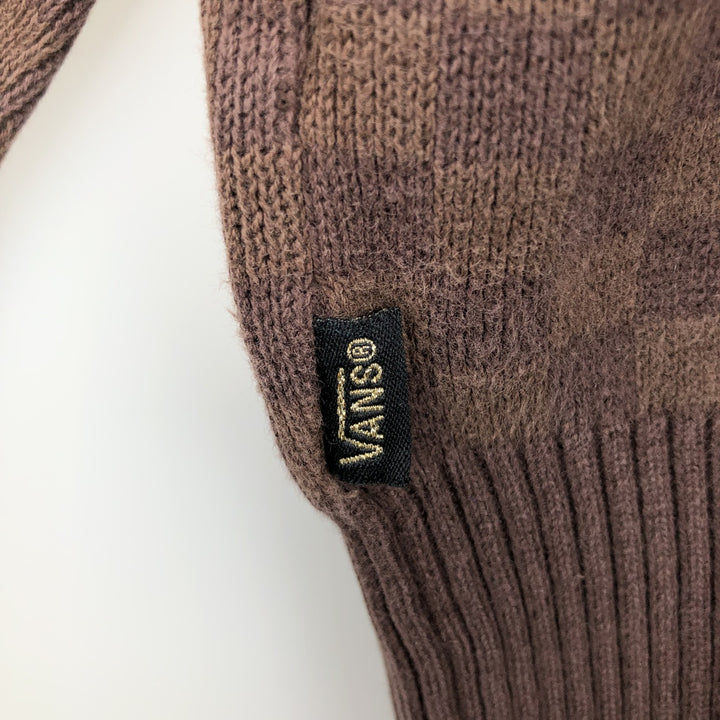 Vintage Vans Check Pattern Cotton Knit Sweater, Men's Size XL cotton brown type Vintage Second Hand