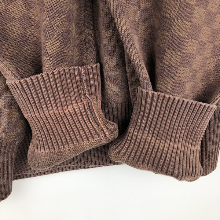 Vintage Vans Check Pattern Cotton Knit Sweater, Men's Size XL cotton brown type Vintage Second Hand