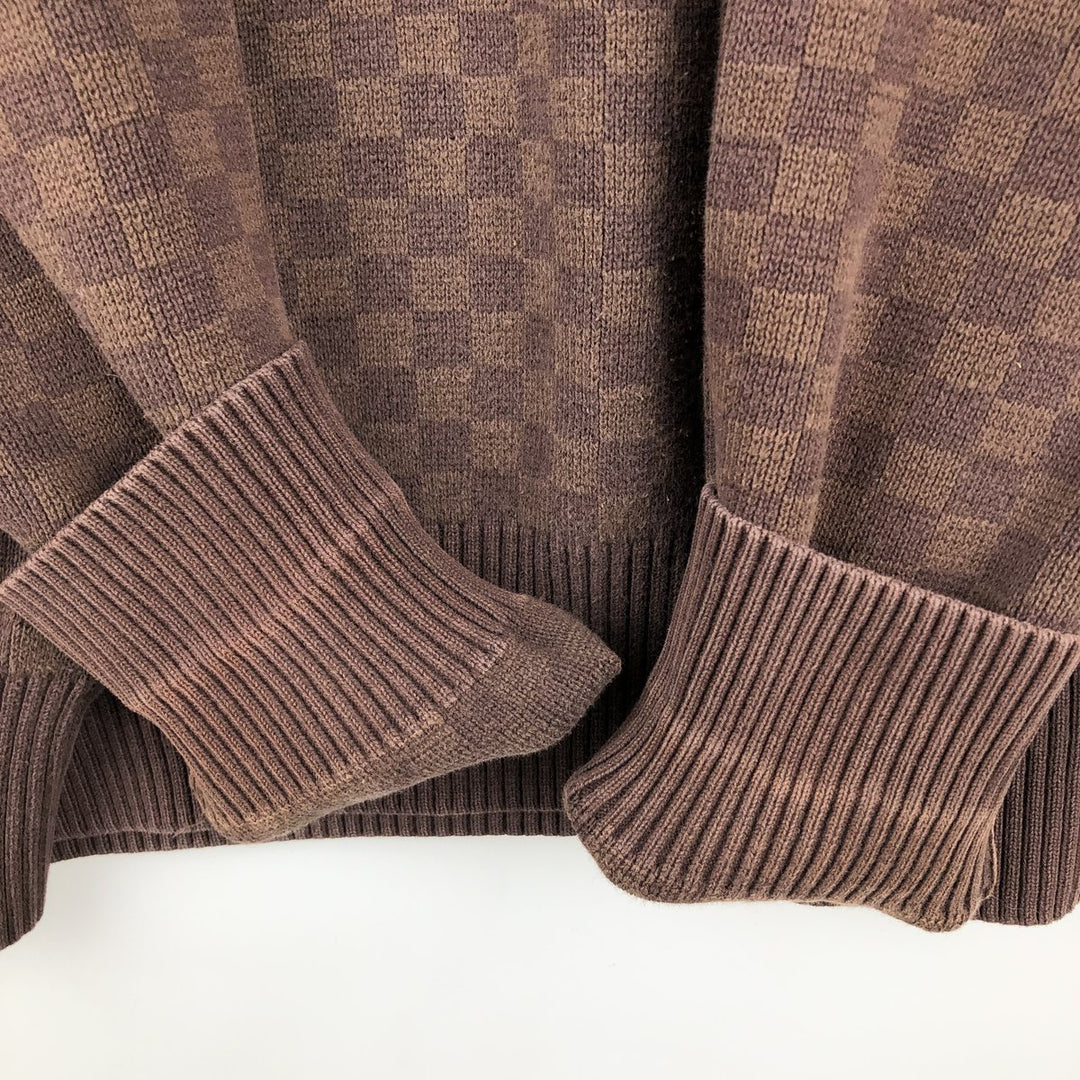 Vintage Vans Check Pattern Cotton Knit Sweater, Men's Size XL cotton brown type Vintage Second Hand