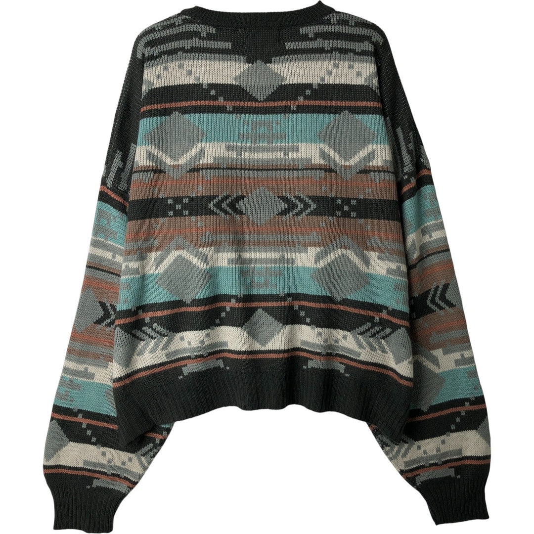 TMPACT All-Over Print Acrylic Knit Sweater, Men's Size XL acrylic Charcoal Vintage Second Hand