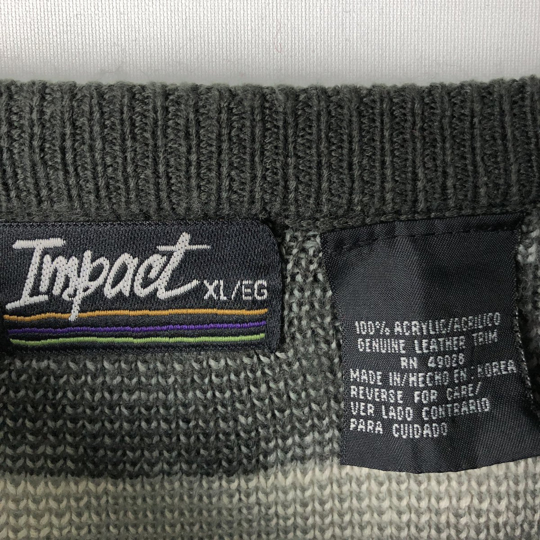 TMPACT All-Over Print Acrylic Knit Sweater, Men's Size XL acrylic Charcoal Vintage Second Hand