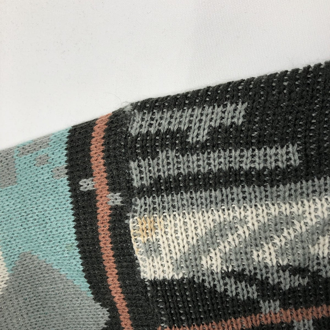 TMPACT All-Over Print Acrylic Knit Sweater, Men's Size XL acrylic Charcoal Vintage Second Hand