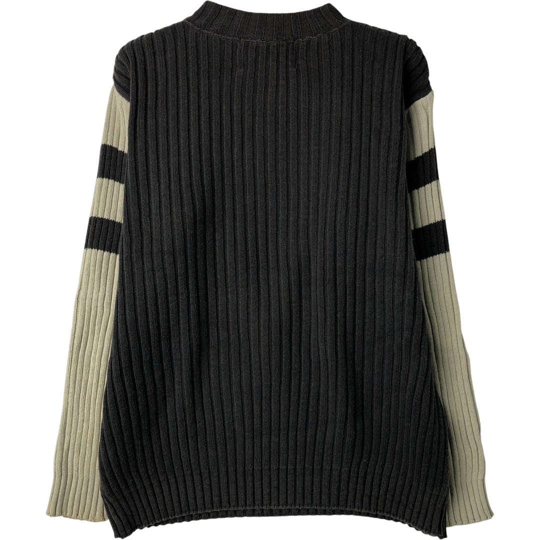 Harley-Davidson Ribbed High-Neck Cotton Knit Sweater, Made in USA, Men's Size L unclear Charcoal Vintage Second Hand