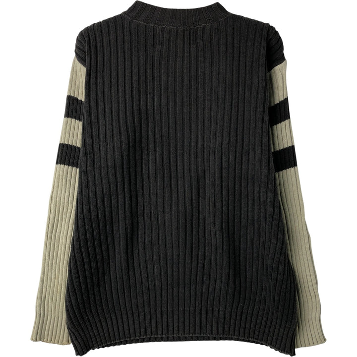 Harley-Davidson Ribbed High-Neck Cotton Knit Sweater, Made in USA, Men's Size L unclear Charcoal Vintage Second Hand