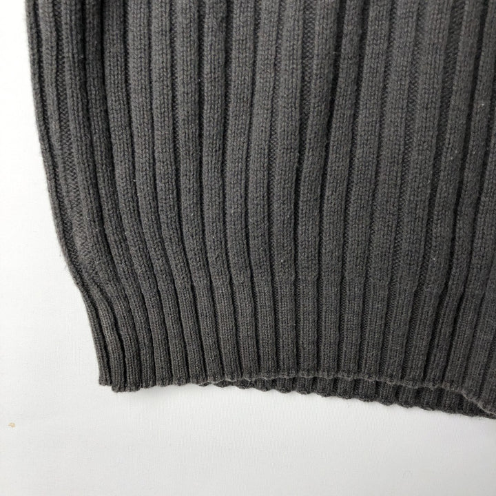 Harley-Davidson Ribbed High-Neck Cotton Knit Sweater, Made in USA, Men's Size L unclear Charcoal Vintage Second Hand