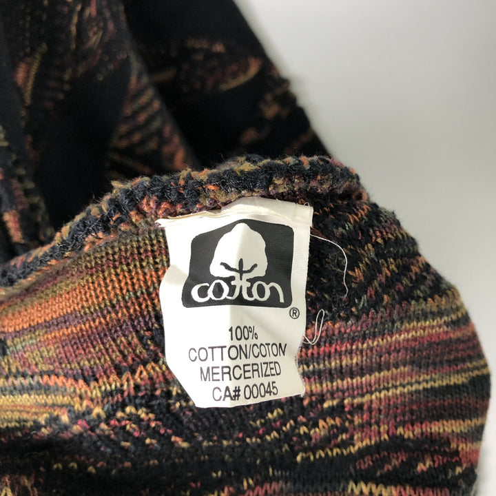 Vintage 90'S TUNDRA all-over print 3D knit sweater, made in Canada, size M. cotton navy blue type Vintage Second Hand