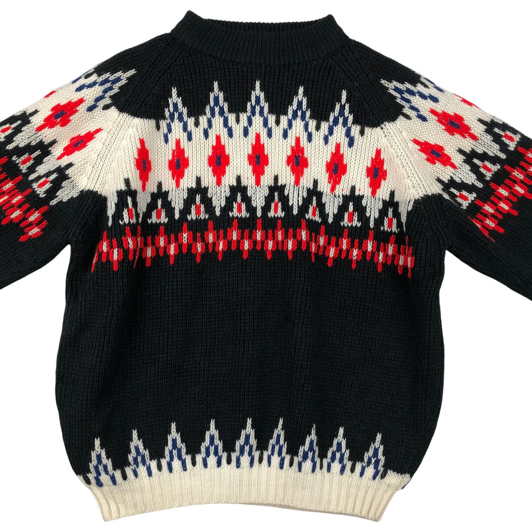 ALDO ROMANO All-Over Print Nordic Sweater, Men's Size Small acrylic black type Vintage Second Hand