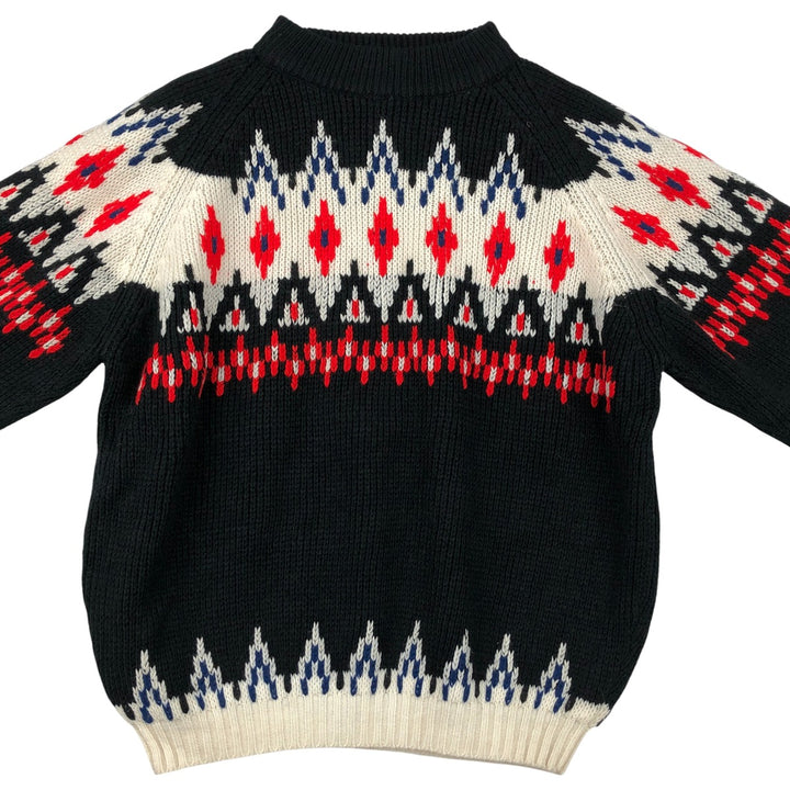 ALDO ROMANO All-Over Print Nordic Sweater, Men's Size Small acrylic black type Vintage Second Hand