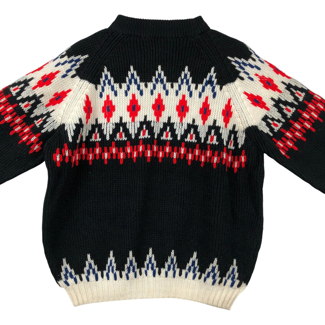 ALDO ROMANO All-Over Print Nordic Sweater, Men's Size Small acrylic black type Vintage Second Hand