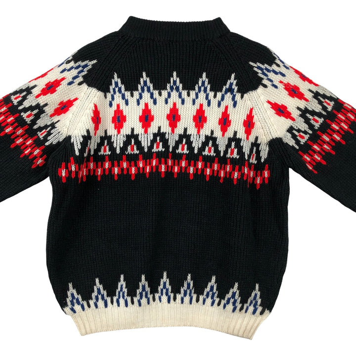ALDO ROMANO All-Over Print Nordic Sweater, Men's Size Small acrylic black type Vintage Second Hand