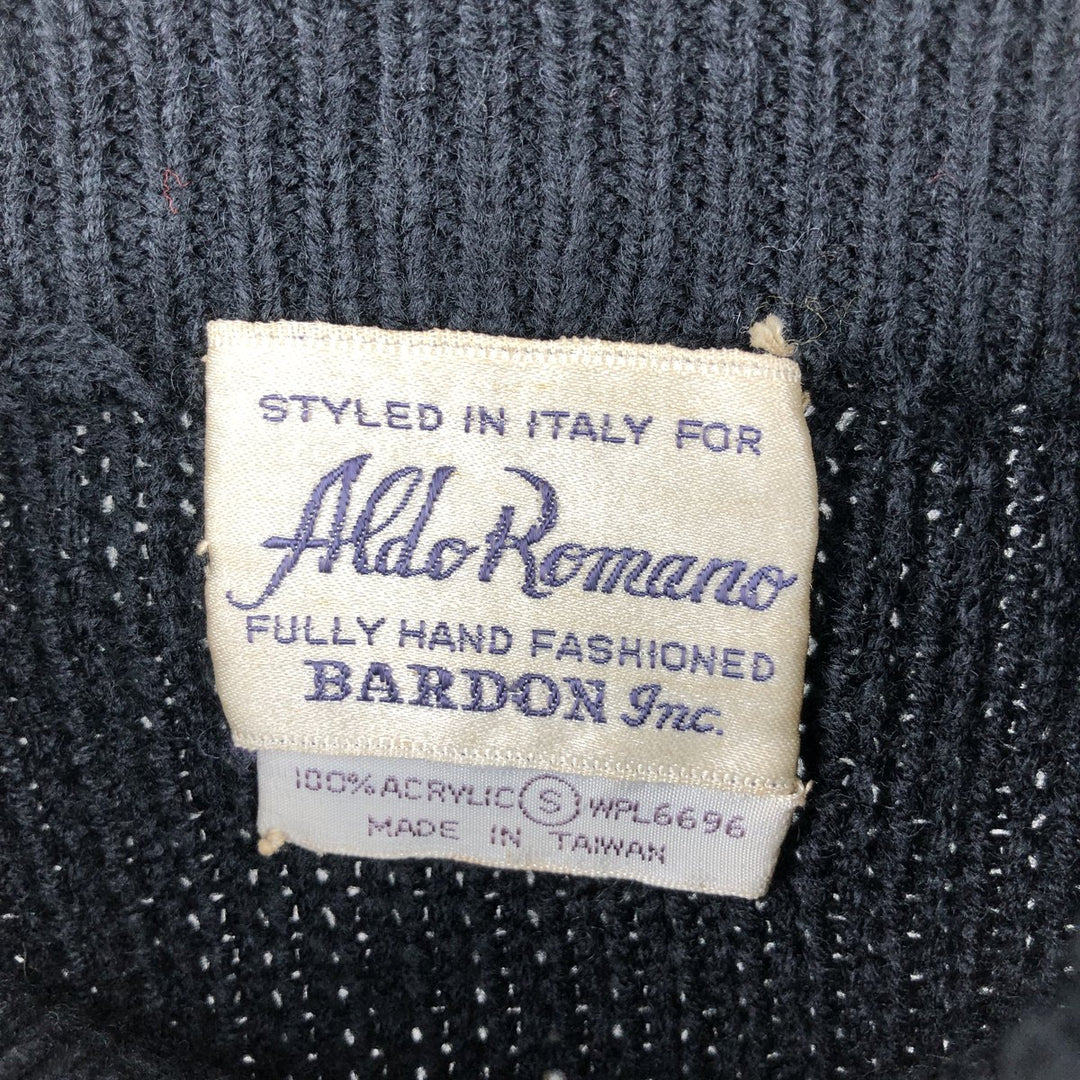 ALDO ROMANO All-Over Print Nordic Sweater, Men's Size Small acrylic black type Vintage Second Hand