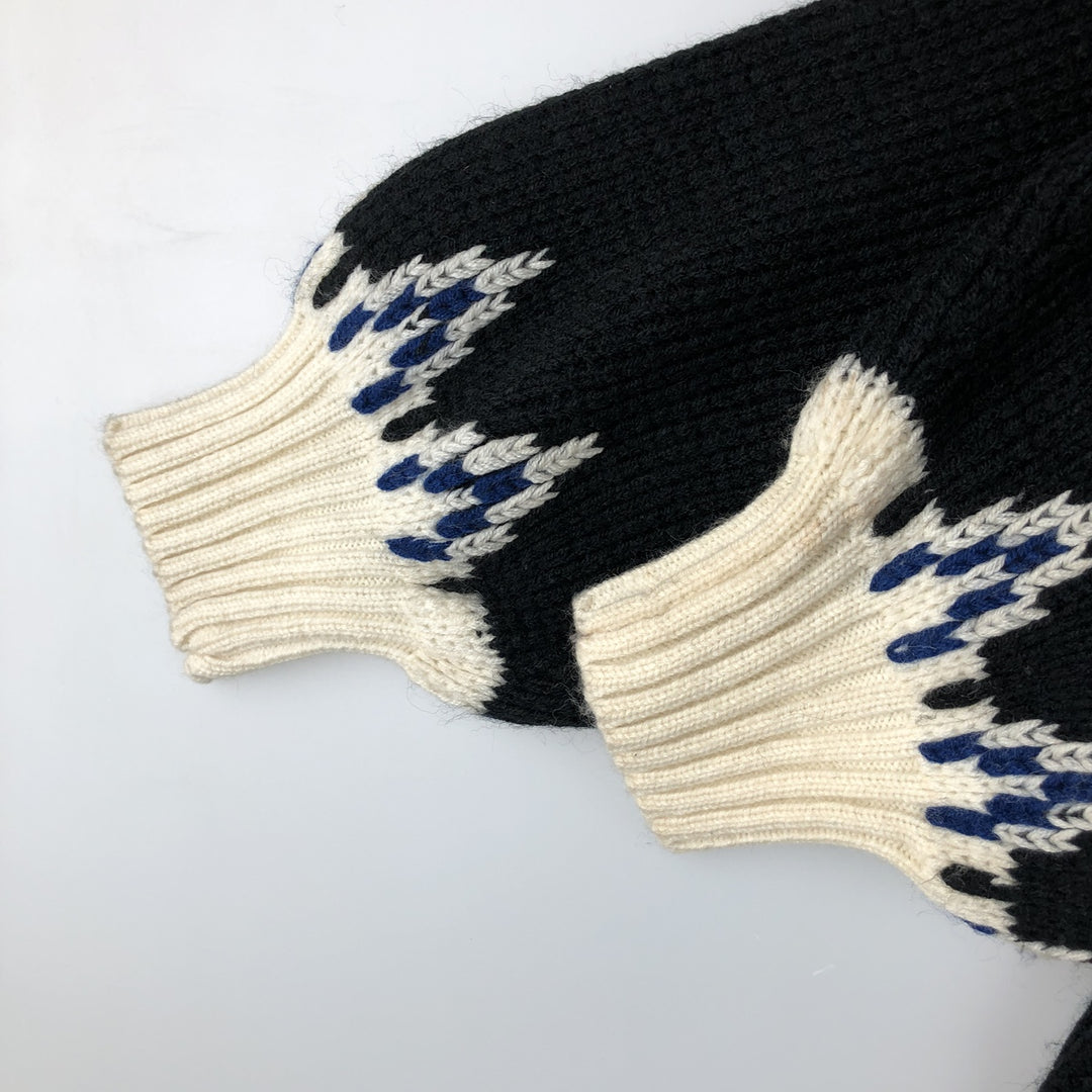 ALDO ROMANO All-Over Print Nordic Sweater, Men's Size Small acrylic black type Vintage Second Hand