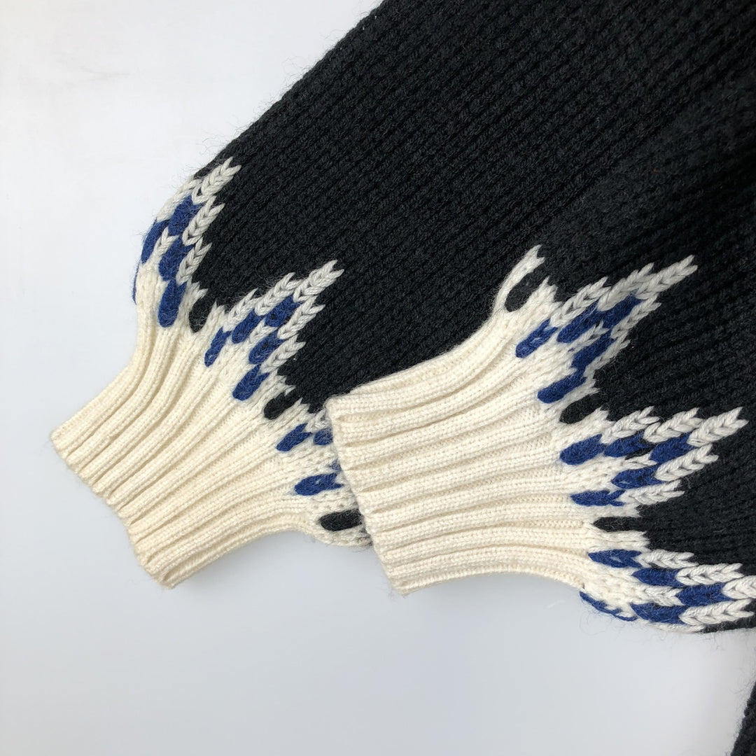 ALDO ROMANO All-Over Print Nordic Sweater, Men's Size Small acrylic black type Vintage Second Hand