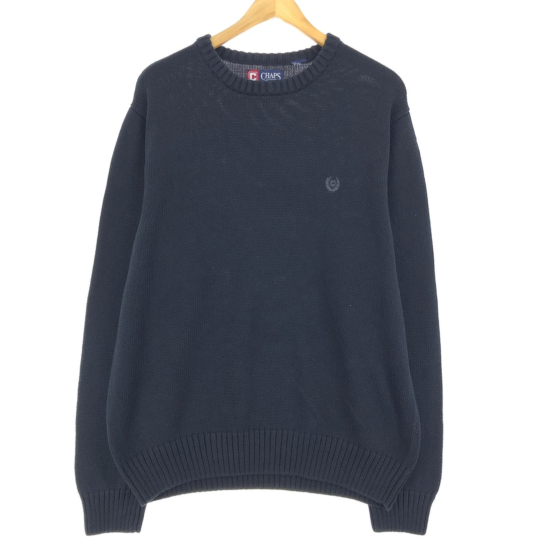 Chaps Cotton Knit Sweater, Men's Size L unclear black type Vintage Second Hand