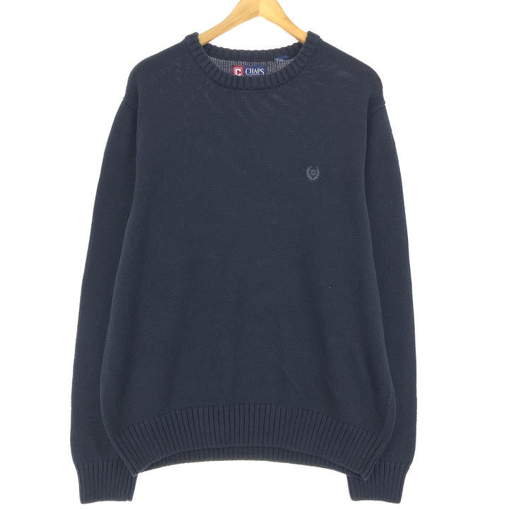 Chaps Cotton Knit Sweater, Men's Size L unclear black type Vintage Second Hand