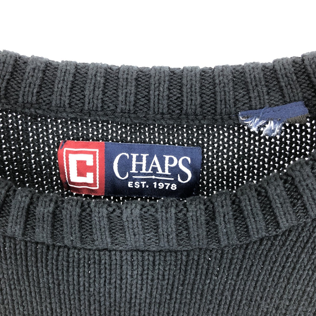 Chaps Cotton Knit Sweater, Men's Size L unclear black type Vintage Second Hand