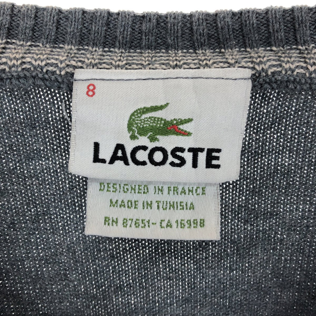 Lacoste V-neck cotton knit sweater size 8, equivalent to men's XXL / eaa399338