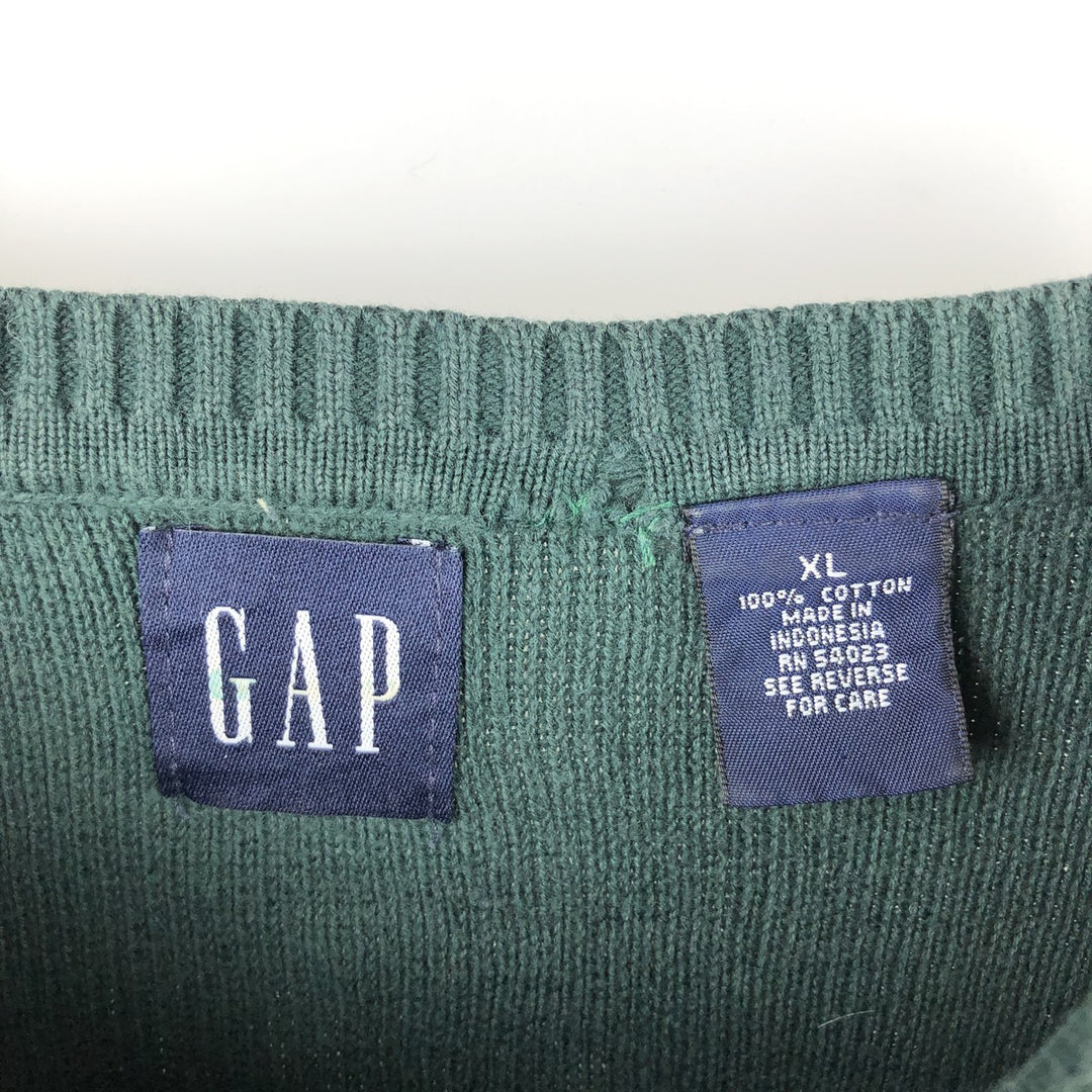 90'S GAP Vintage Cotton Knit Sweater, Men's XL cotton green type Vintage Second Hand