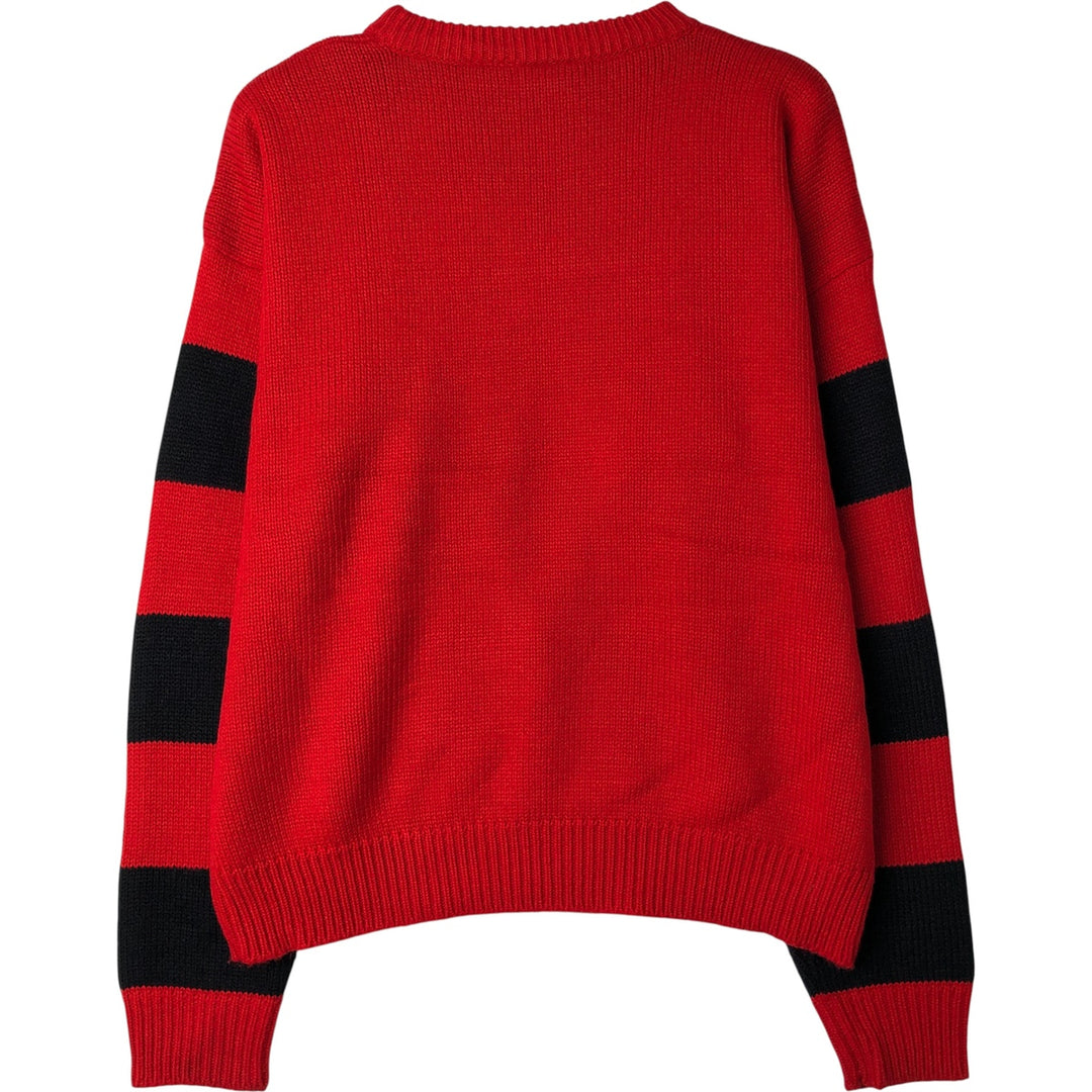 Micky and Co. MICKEY MOUSE Mickey Mouse All-Over Print Character Acrylic Knit Sweater, Men's Size M unclear red type Vintage Second Hand