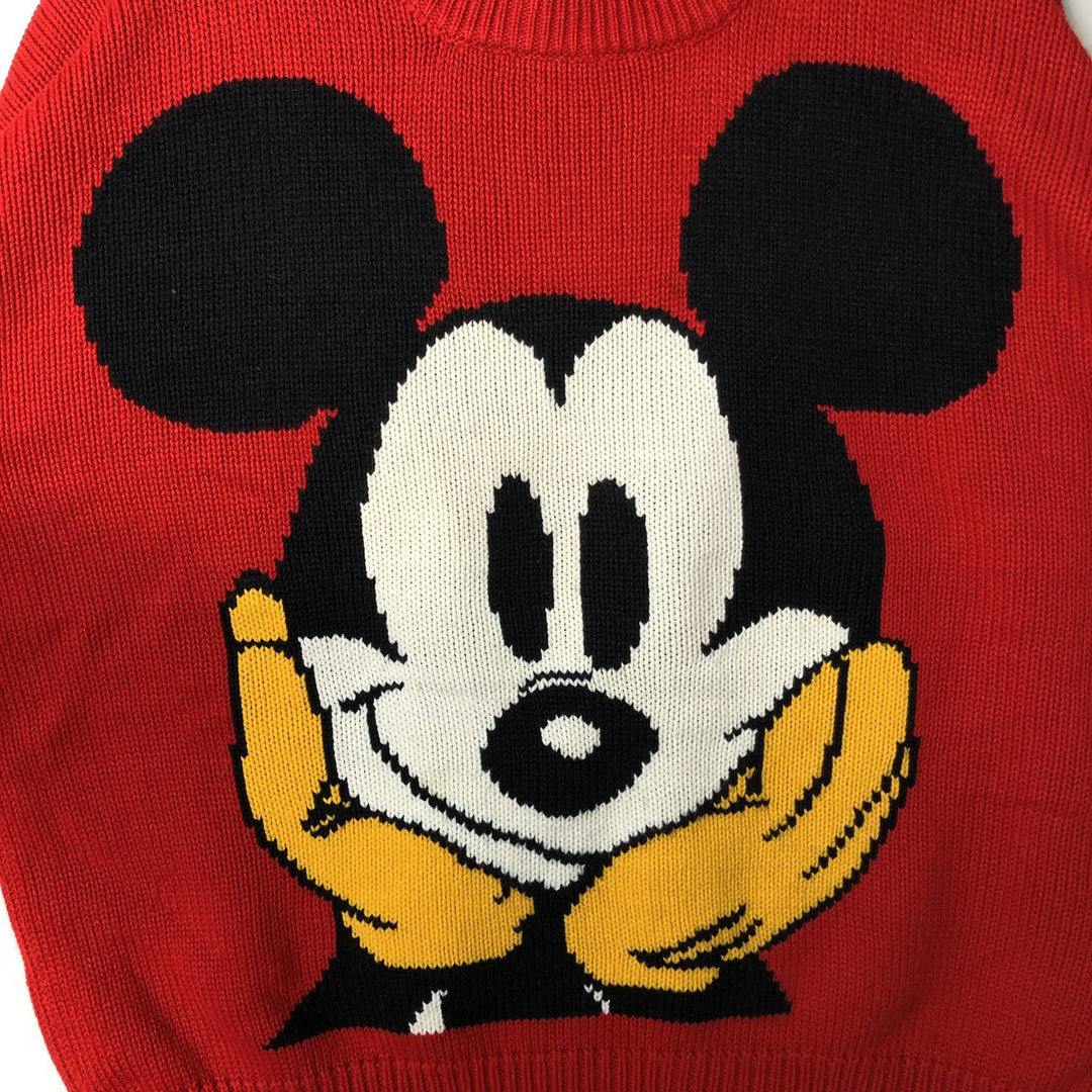 Micky and Co. MICKEY MOUSE Mickey Mouse All-Over Print Character Acrylic Knit Sweater, Men's Size M unclear red type Vintage Second Hand