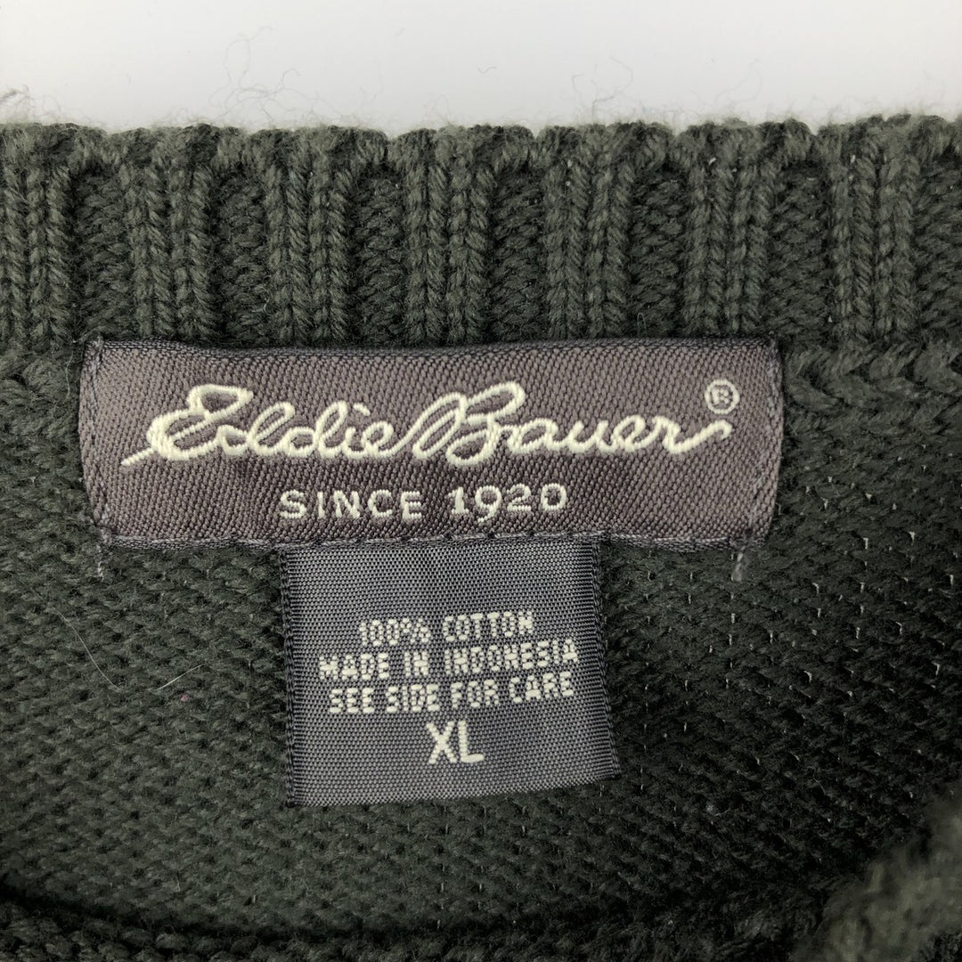 Eddie Bauer Cotton Knit Sweater, Men's XL cotton Khaki type Vintage Second Hand