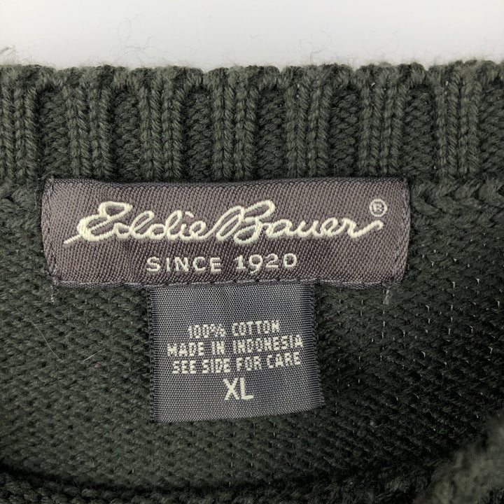 Eddie Bauer Cotton Knit Sweater, Men's XL cotton Khaki type Vintage Second Hand